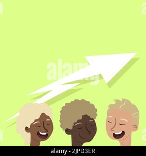 Colleagues Thinking Talking New Innovative Ideas With Arrow Above Stock Vector