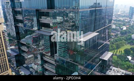 Bank building in Jakarta a Futuristic and modern design skyscraper Stock Photo