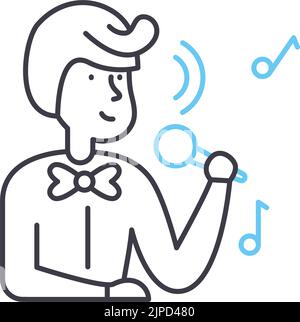 vocal musician line icon, outline symbol, vector illustration, concept sign Stock Vector