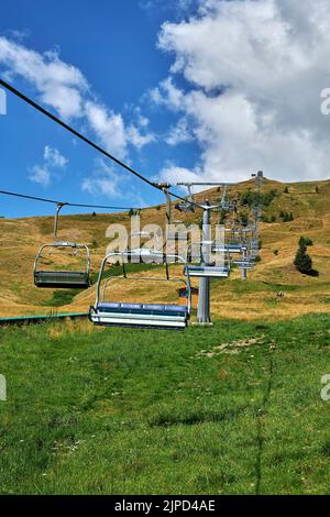 Monte Maniva (Bs), Italy, the ski lifts in August Stock Photo