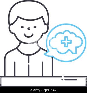 psychiatrist male line icon, outline symbol, vector illustration, concept sign Stock Vector