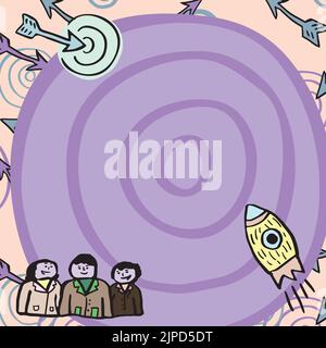 Rocket Ship Launching Fast To Target On Background Being Watched By Group Stock Vector