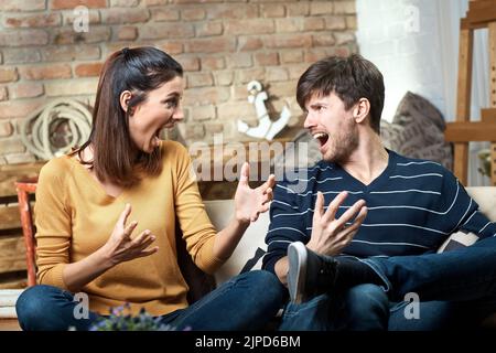 couple, negative emotions, shouting, conflict, pairs, negative emotion, scream, screaming, shout, conflicts Stock Photo