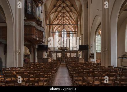 Hattem, Gelderland, The Netherlands, 07 14 2022 - Gothical interior of the calvinist church Stock Photo