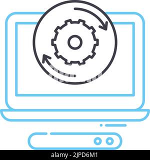 operation system installation line icon, outline symbol, vector illustration, concept sign Stock Vector