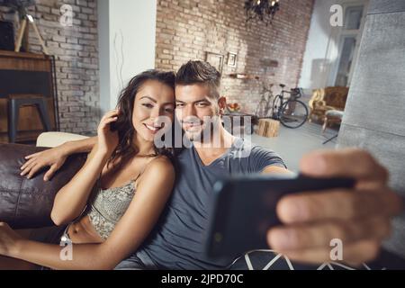 couple, home, selfie, pairs, homes Stock Photo