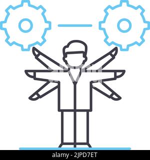 master of productivity line icon, outline symbol, vector illustration, concept sign Stock Vector