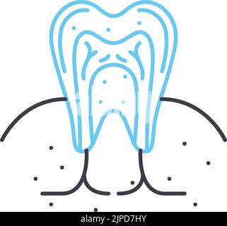 teeth anatomy line icon, outline symbol, vector illustration, concept sign Stock Vector
