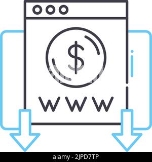 money online line icon, outline symbol, vector illustration, concept sign Stock Vector