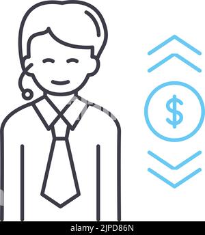 wire transfer operator line icon, outline symbol, vector illustration, concept sign Stock Vector