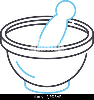 mortar pestle line icon, outline symbol, vector illustration, concept sign Stock Vector