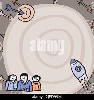Rocket Ship Launching Fast To Target On Background Being Watched By Group Stock Vector