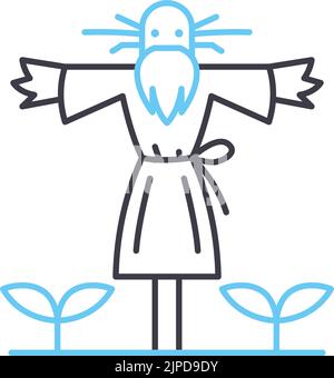 scarecrow line icon, outline symbol, vector illustration, concept sign Stock Vector