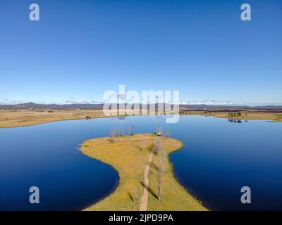 The aerial view of Rangers Valley Dam. New South Wales, Australia. Stock Photo