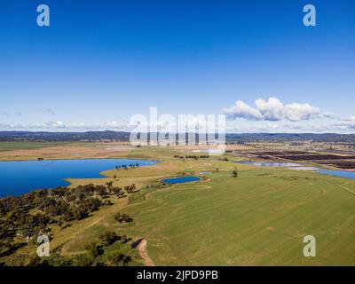 The aerial view of Rangers Valley Dam. New South Wales, Australia. Stock Photo