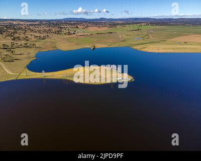 The aerial view of Rangers Valley Dam. New South Wales, Australia. Stock Photo