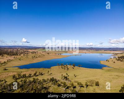 The aerial view of Rangers Valley Dam. New South Wales, Australia. Stock Photo