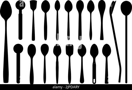 Set of different teaspoons isolated on white Stock Vector