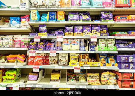 Epsom Surrey, August 14 2022, Selection Of Packs Of Sweets And Chocolates On Supermarket Shelf Stock Photo