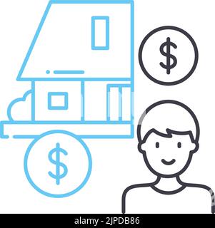 real estate brocker line icon, outline symbol, vector illustration, concept sign Stock Vector
