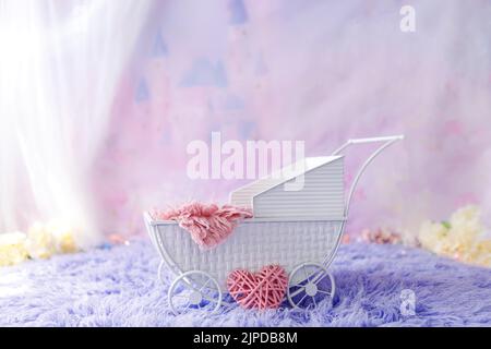 Newborn digital backdrop with flowers Stock Photo