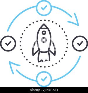 release cycle line icon, outline symbol, vector illustration, concept sign Stock Vector