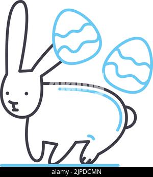 rabbit egg line icon, outline symbol, vector illustration, concept sign Stock Vector