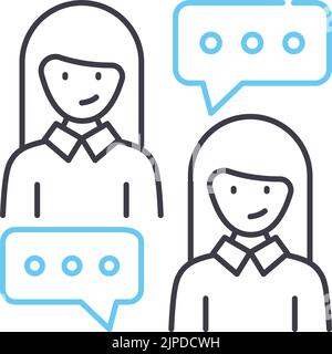 people discussion line icon, outline symbol, vector illustration, concept sign