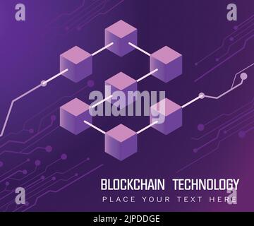 blockchain technology Connecting cube Cryptocurrency Blockchain isometric vector illustration. Stock Vector