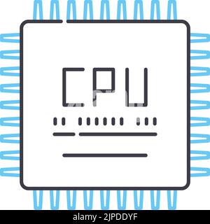 processor unit line icon, outline symbol, vector illustration, concept sign Stock Vector