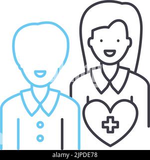 volunteers line icon, outline symbol, vector illustration, concept sign Stock Vector