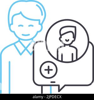 refer a friend line icon, outline symbol, vector illustration, concept sign Stock Vector