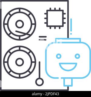 robot kit line icon, outline symbol, vector illustration, concept sign Stock Vector