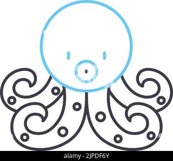 octopus line icon, outline symbol, vector illustration, concept sign Stock Vector