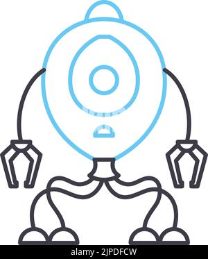loader robot line icon, outline symbol, vector illustration, concept ...
