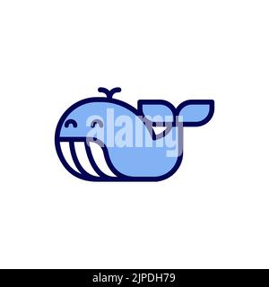 Simple whale icon cartoon style. Stock Vector