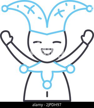 jester line icon, outline symbol, vector illustration, concept sign Stock Vector