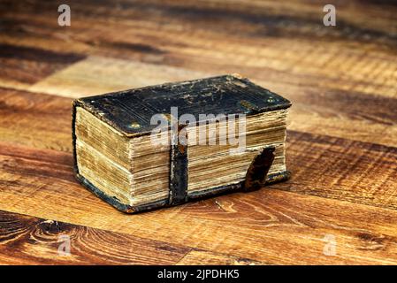 Old ancient leather big book Stock Photo