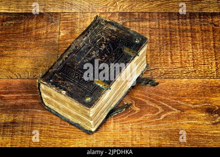 Old ancient leather big book Stock Photo