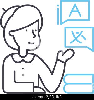 interpreter line icon, outline symbol, vector illustration, concept sign Stock Vector