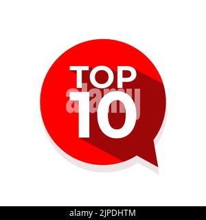 Top 10 word on red speech bubble. Stock Vector