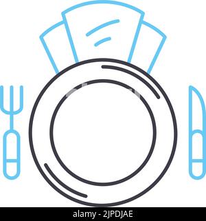 plate serving line icon, outline symbol, vector illustration, concept sign Stock Vector