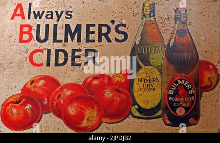 Historic metal poster, advert for Bulmers Cider, ABC, Always Bulmers Cider Stock Photo