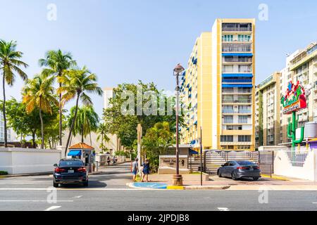 San Juan, Puerto Rico - August 29, 2021: Hotel Entrance of the City of San Juan Located in Puerto Rico. Stock Photo