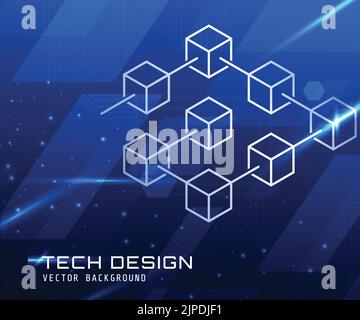 Blockchain crypto technology vector modern icon or element in outline style on dark background Stock Vector