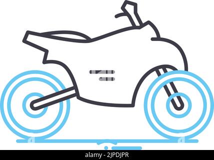 motorcycling racing line icon, outline symbol, vector illustration, concept sign Stock Vector