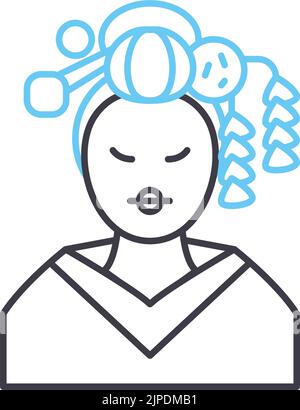 geisha line icon, outline symbol, vector illustration, concept sign Stock Vector