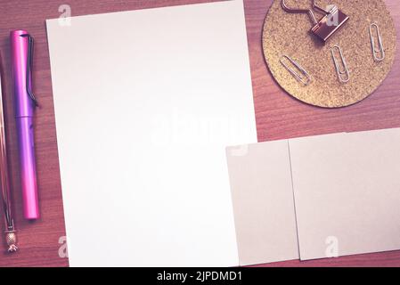 Important Message Presented On Notebook On Desk With Vintage Camera, Cellphone, Ruler And Sharpener. Crutial Informations On Notepad On Table With Stock Photo