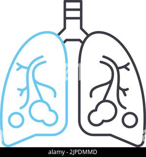 lung damage line icon, outline symbol, vector illustration, concept sign Stock Vector