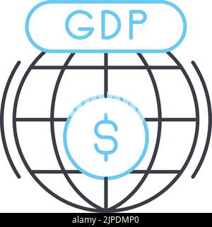 Gdp icon, linear isolated illustration, thin line vector, web design ...
